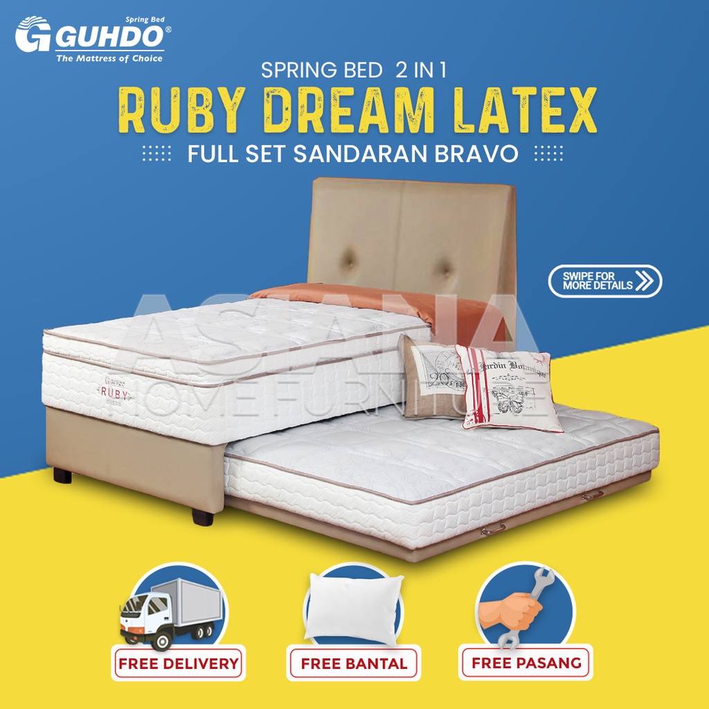 Jual Guhdo Spring Bed Sorong 2 in 1 Ruby Latex FULL SET Sandaran Bravo