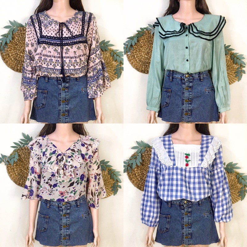 Korean Thrift Shop Kemeja Blouse Premium Shopee Indonesia