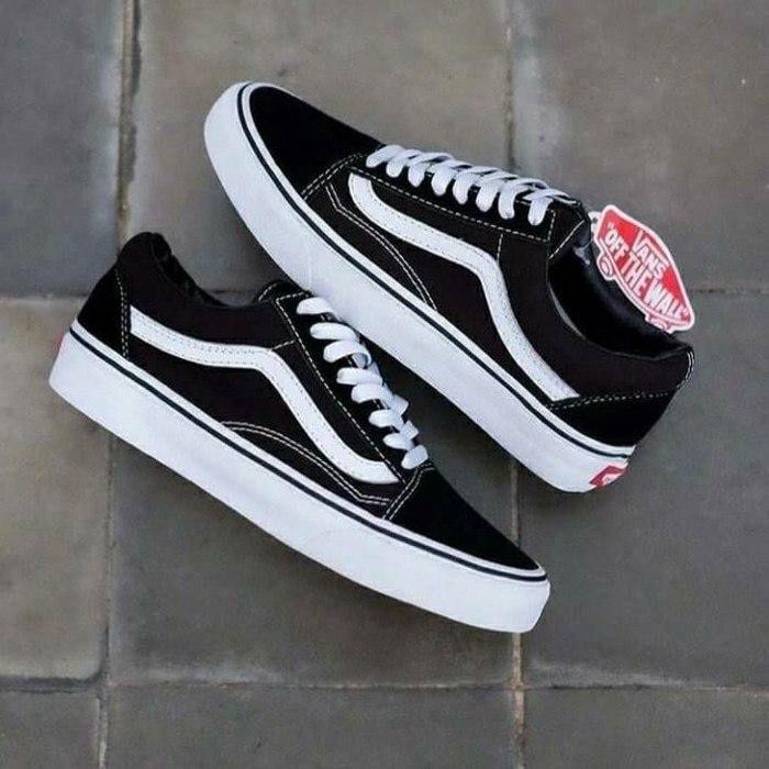 Sepatu Sneakers Vans OS Hitam Putih Pria Kualitas Premium Snikers Vens