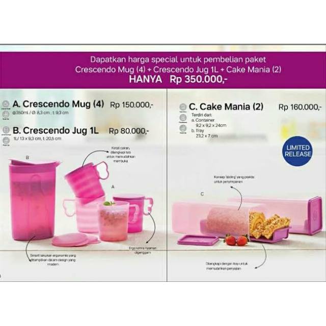 PAKET LENGKAP CRESCENDO MUG JUG DAN CAKE MANIA | Shopee Indonesia