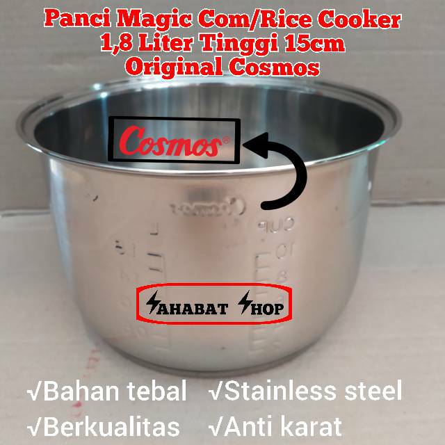 Jual PANCI MAGIC COM / RICE COOKER 1,8 LITER STAINLESS COSMOS ORIGINAL Shopee Indonesia
