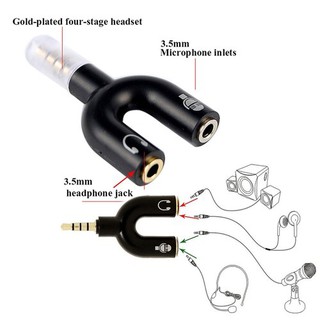 Jual Audio Splitter U Shape 2in1 Jack 3.5mm to Dual Female Headset