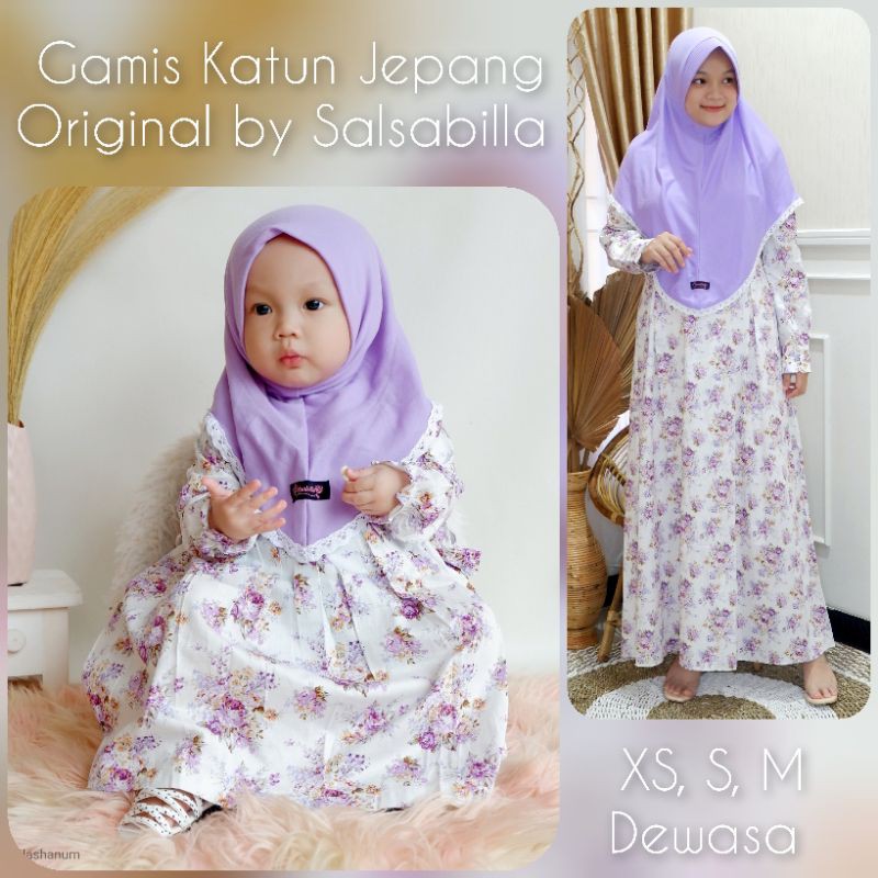 Gamis anak katun Jepang ori salsabilla purple baju muslim bayi