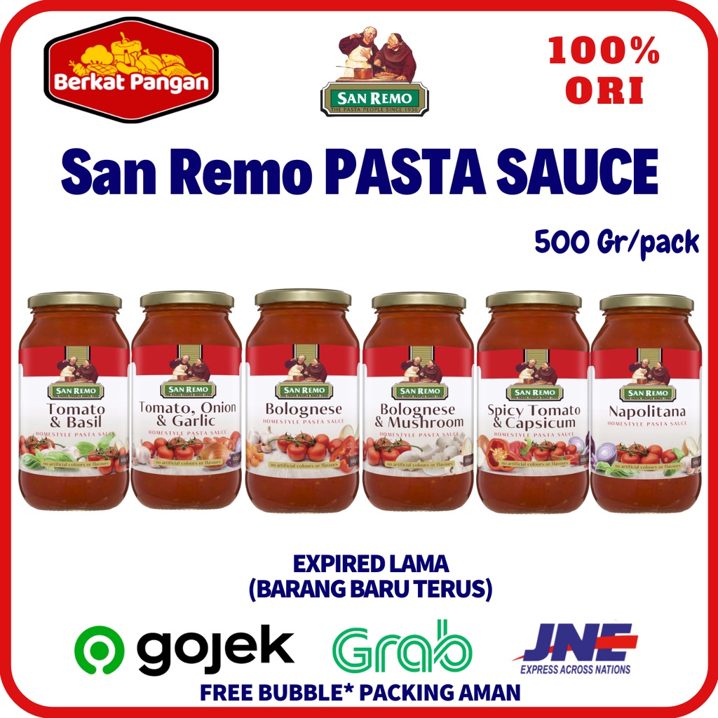 Jual San Remo Pasta Sauce Bolognese Tomato Basil Napolitana 500gr