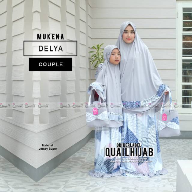 Mukena Couple Kembaran Ibu Dan Anak Bahan Jersey Super Adem Ori Quail