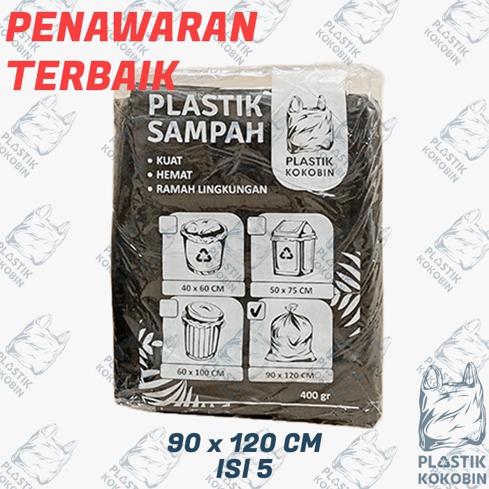 Jual ( PROMO )PLASTIK SAMPAH 90 x 120 cm ( isi 5 ) ( 1 PACK) TRASH BAG