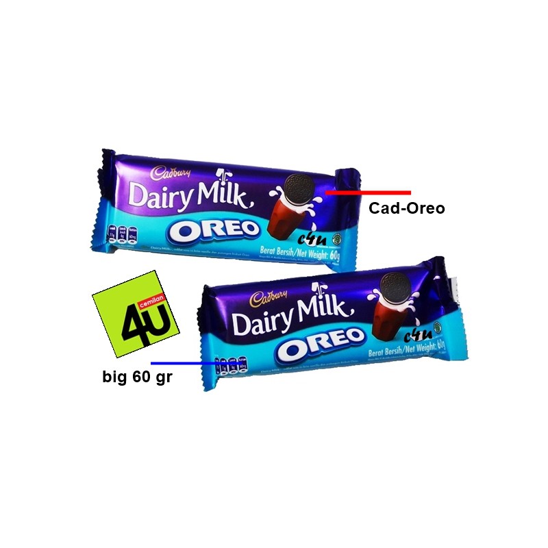 Cadbury Dairy Milk Oreo Chocolate Bar BIG 60 gr Shopee Indonesia