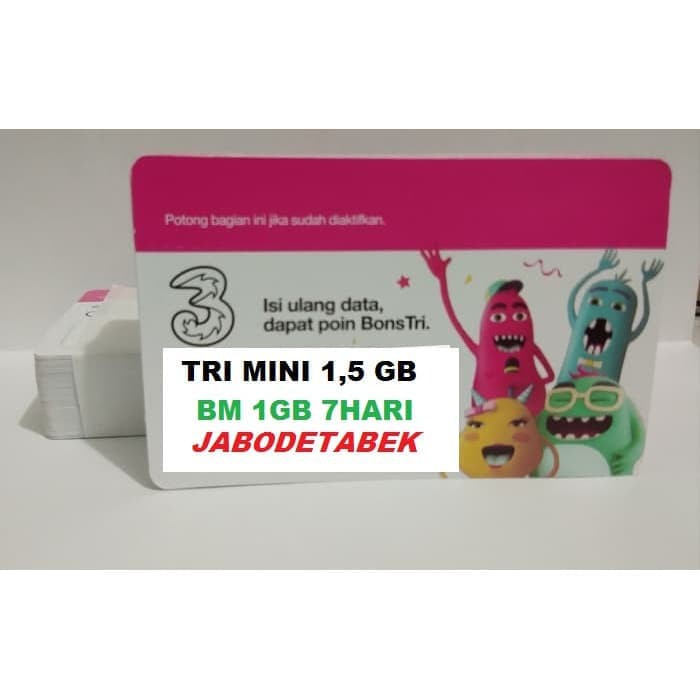 Voucher Tri Mini 1,5GB (BM 1GB 7HARI) JABODETABEK Shopee Indonesia