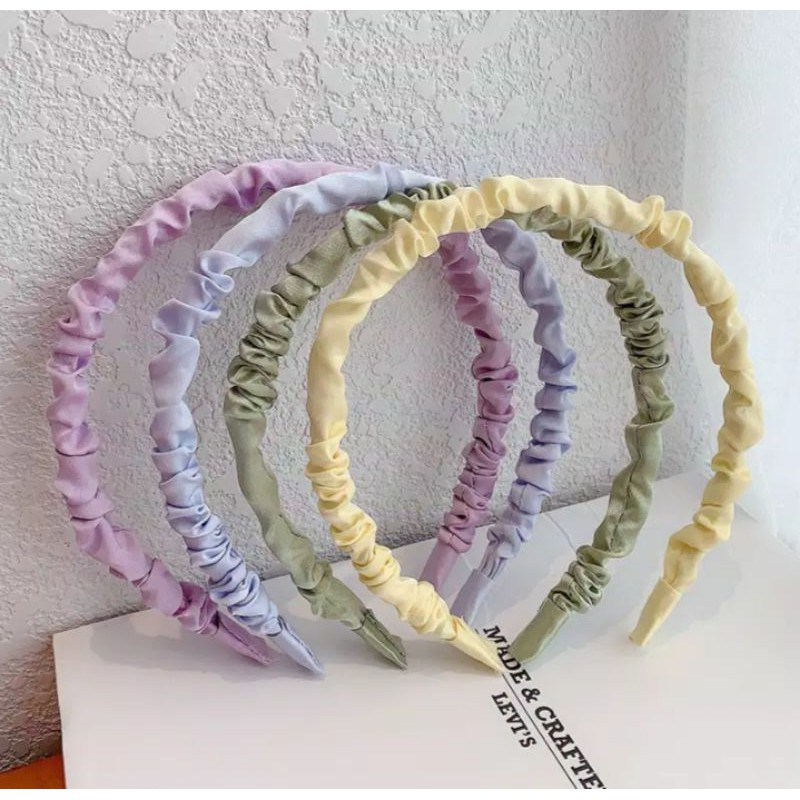 Bando Korea Serut / Bando scrunchie satin / bando lilac
