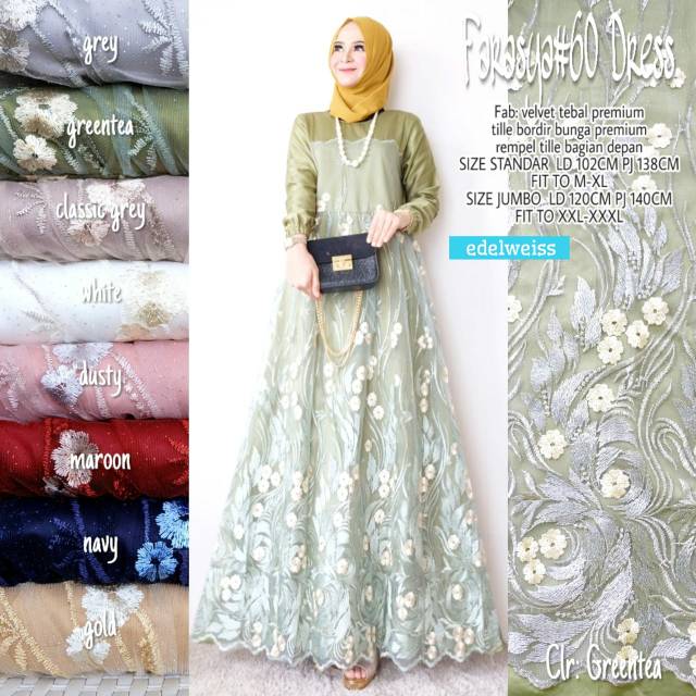 FARASYA DRESS KONDANGAN JUMBO MUSLIM DRESS BRUKAT JUMBO PARTY DRESS