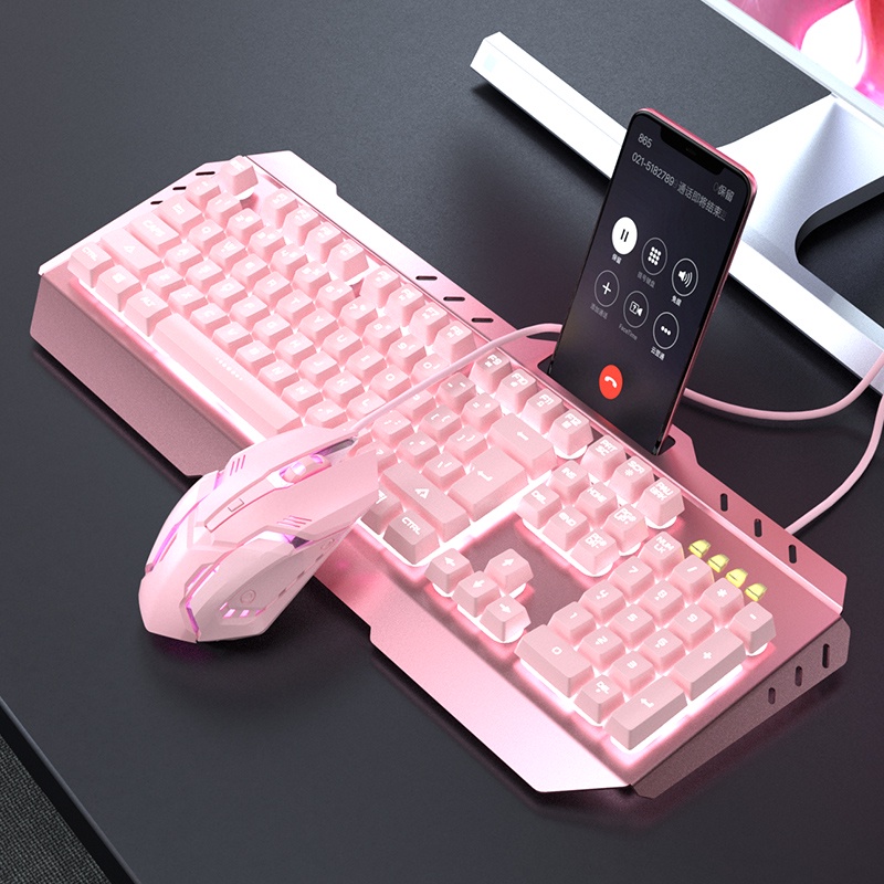 Jual Pink Girl Cute Backlight Gaming Keyboard dan Mouse Combo