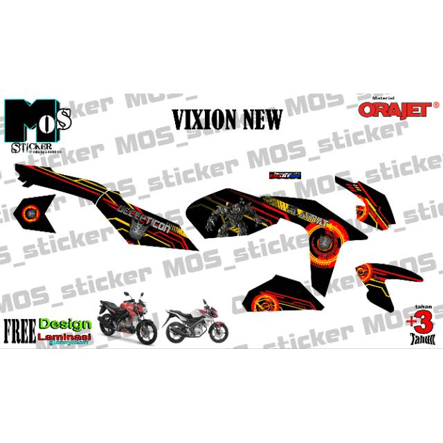 Decal Motor Sticker Motor Yamaha Vixion R Shark Biru Dongker