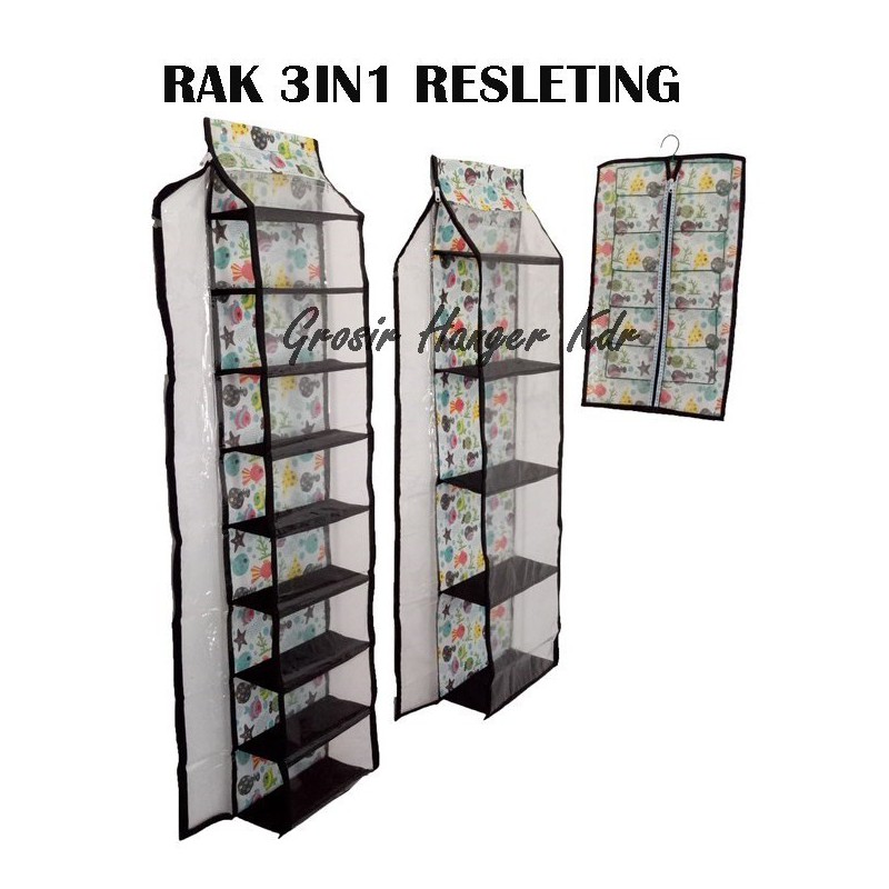 SET RAK 3IN1 RESLETING RAK GANTUNG TAS DAN SEPATU JILBAB HSO HBO HJO