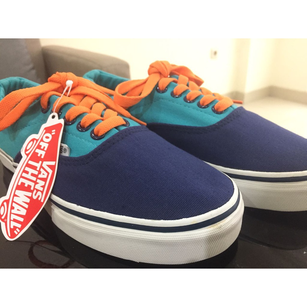 Vans Era Classic Blue Green Orange Klasik Biru Muda Hijau Tisca Oranye