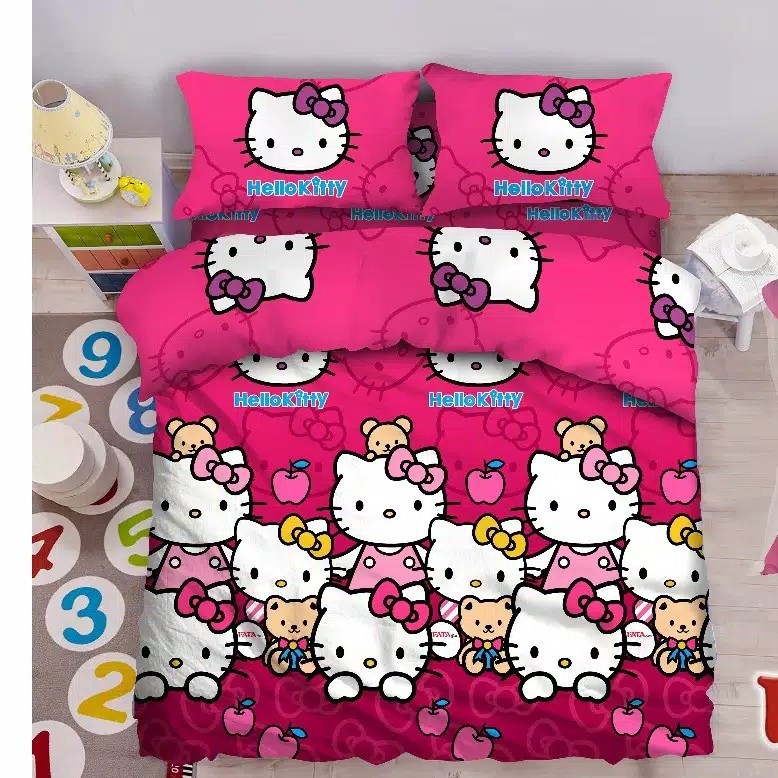 Jual Bedcover Sprei set Single 120 x 200 FATA Hello Kitty Apple Seprai