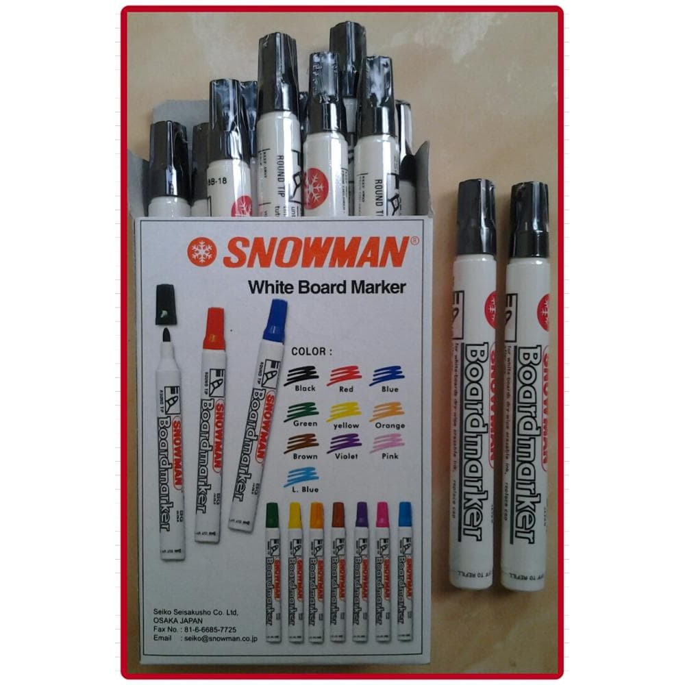 Jual Spidol Snowman WhiteBoard/Permanent Marker Warna Hitam Indonesia