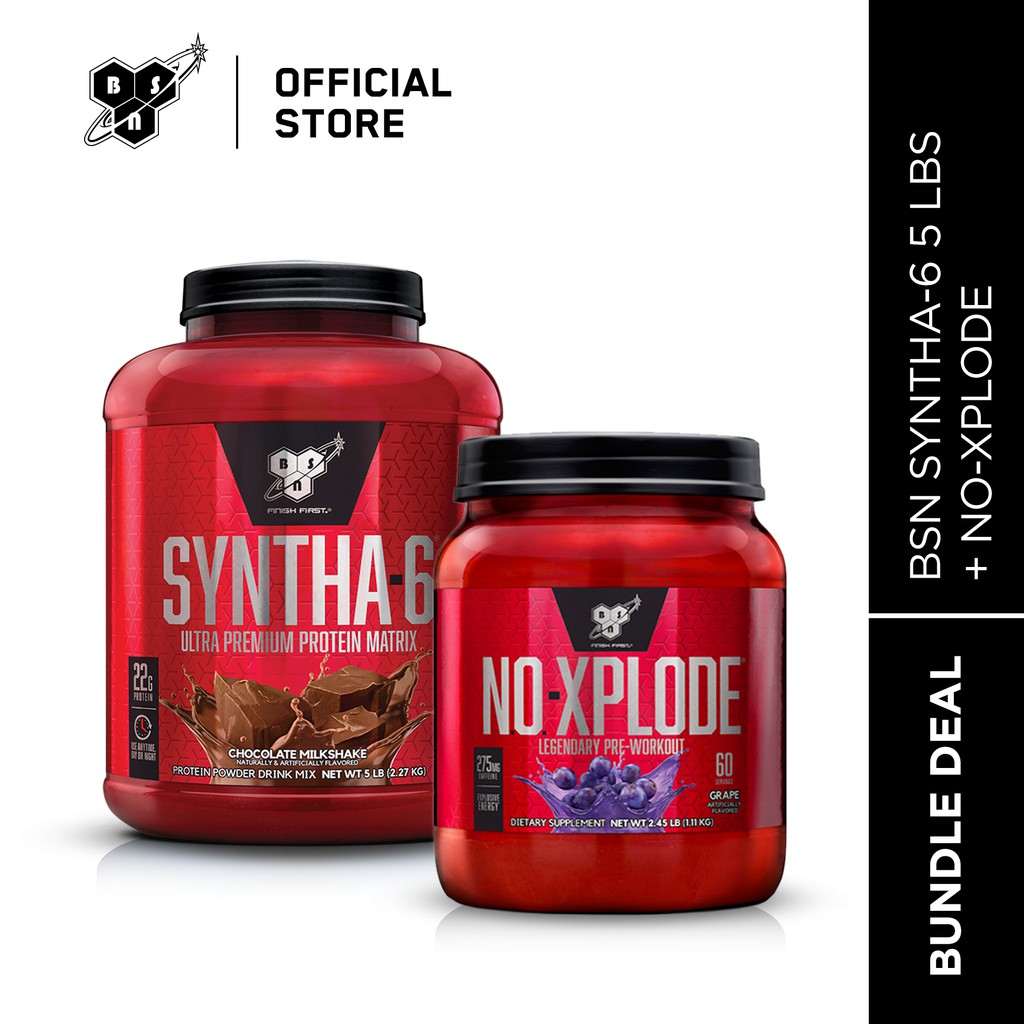 Jual Bsn Bundle Syntha-6 Protein 5 Lb + No Xplode Pre-Workout 60 Serv | Shopee Indonesia