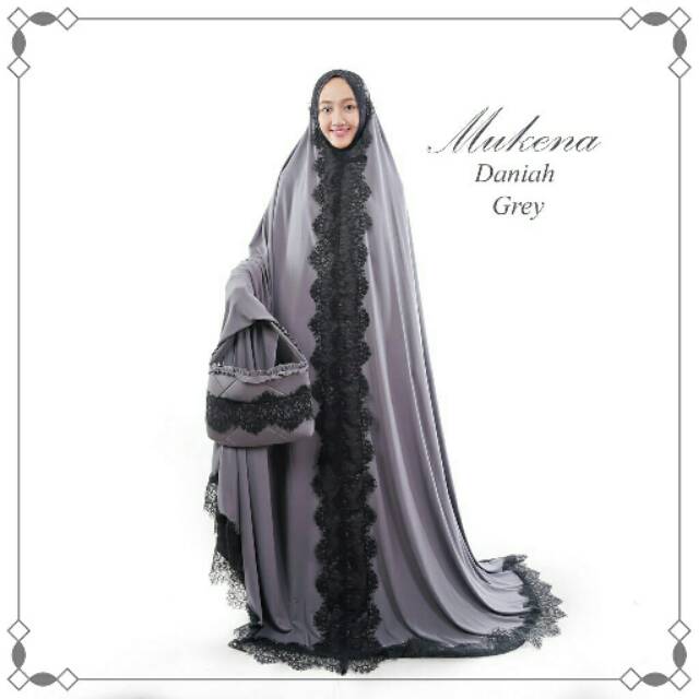 Mukena terusan dewasa spandek sutra daniah abu krem putih hitam pink