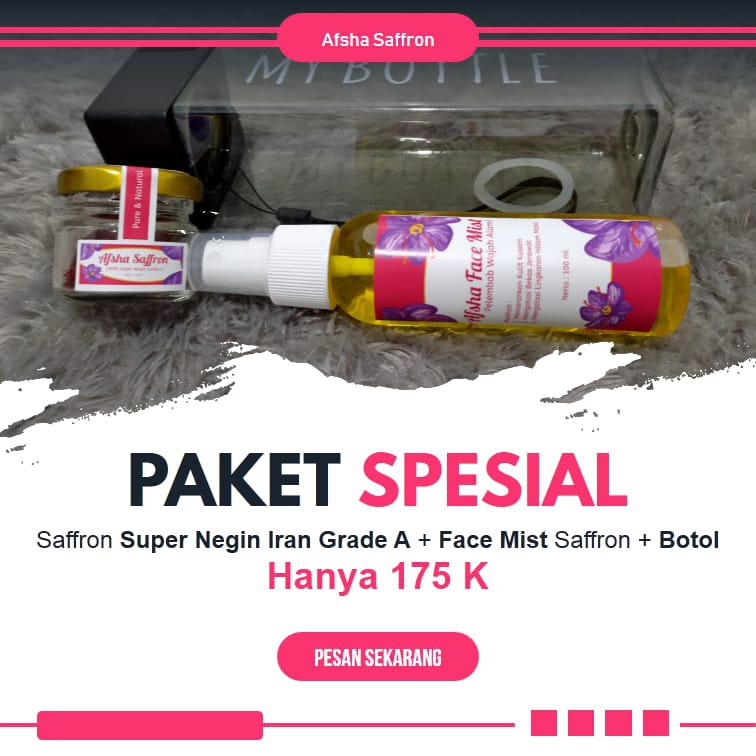 Jual Saffron Premium Super Negin (Bonus Botol cantik + facemist saffron