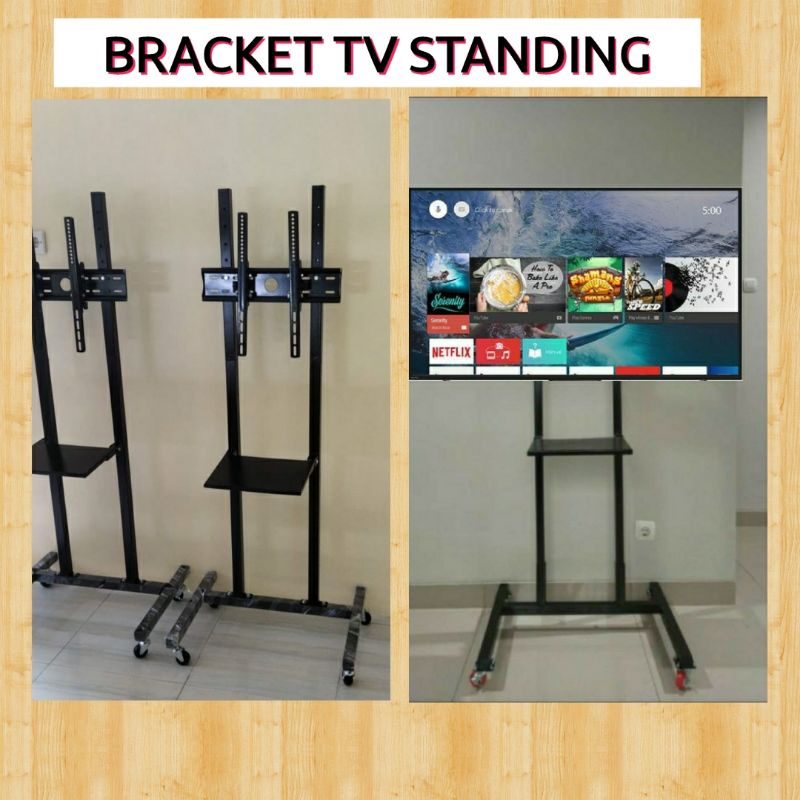 Jual BRACKET TV STANDING ADA RODA UNTUK TV 32 40 42 43 45 49 50 55 60