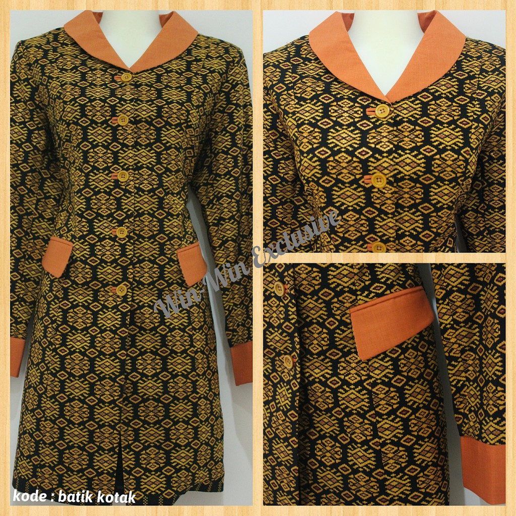 64 Desain Baju Batik Wanita Kombinasi Polos Desaprojek
