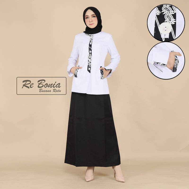 Jual seragam pns wanita putih hitam/ seragam asn wanita putih hitam