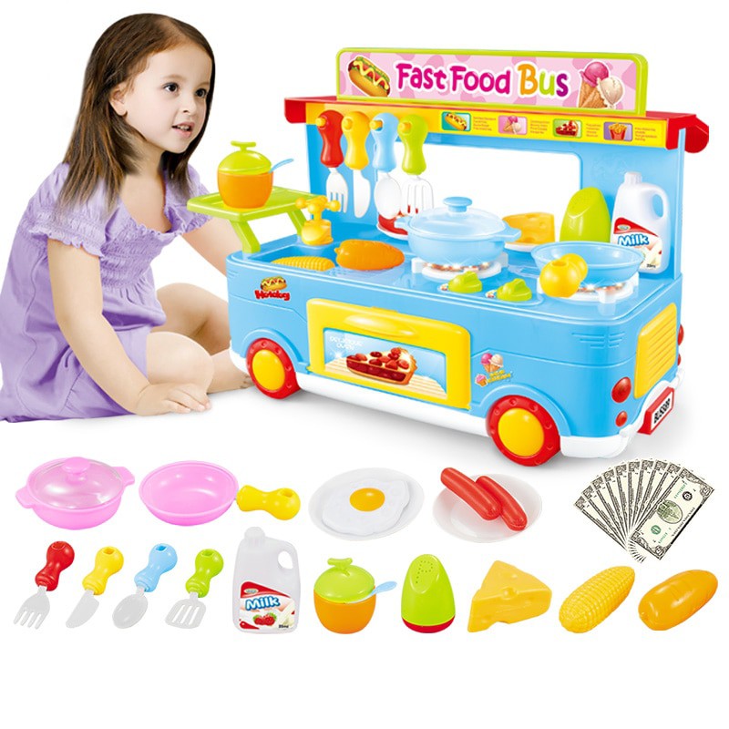 Jual Mainan Anak Cooking Bus Mainan Import Masak-Masakan Food Bus Set Cooking | Shopee Indonesia