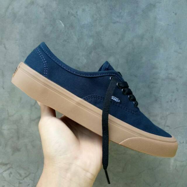 Sepatu Vans Authentic Navy Gum Biru Dongker Coklat/Original PREMIUM