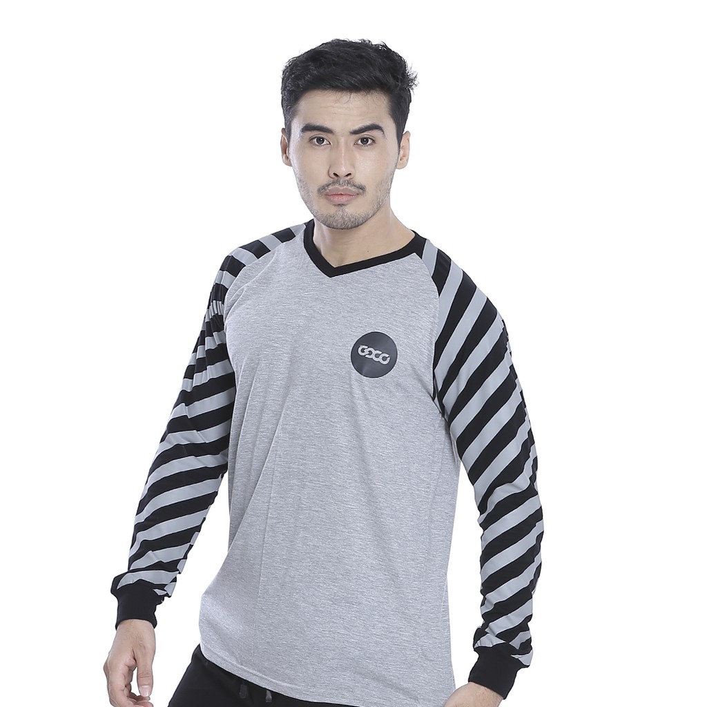 Jual Harga Promo Kaos Lengan Panjang Pria Motif Garis Kualitas