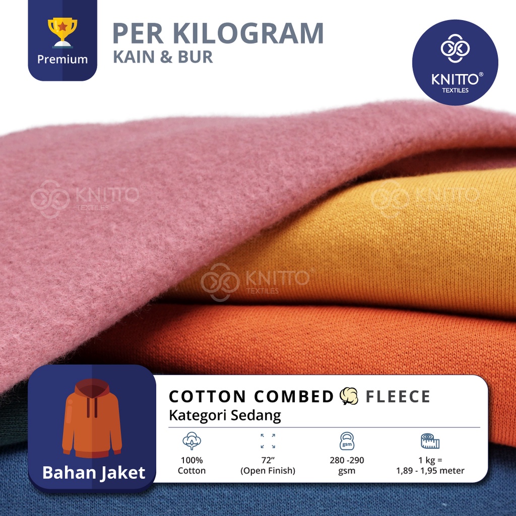 Jual BAHAN JAKET KAIN COTTON COMBED FLEECE WARNA SEDANG + BUR Shopee