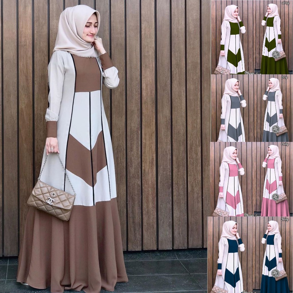 Baju Muslim Abaya Bordir Gamis Maxi Dress Arab Saudi Bordir Zephy Turki