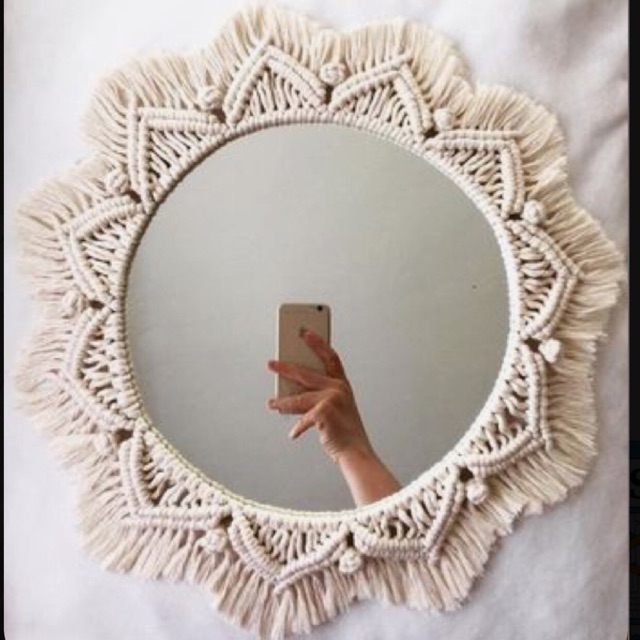Macrame Mirror SIZE JUMBO diameter 55cm Cermin Makrame