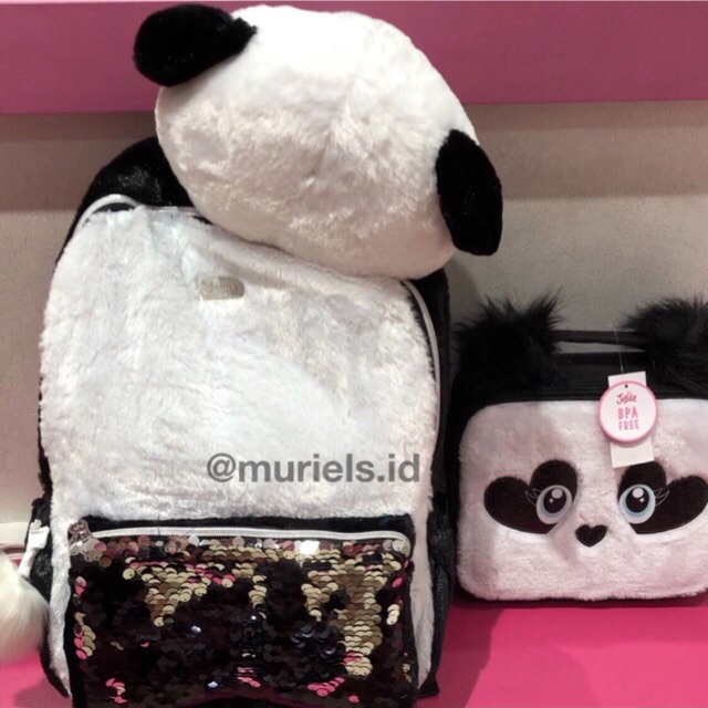 Jual Tas Sekolah Justice Panda Critter Boneka Bulu Backpack Ransel