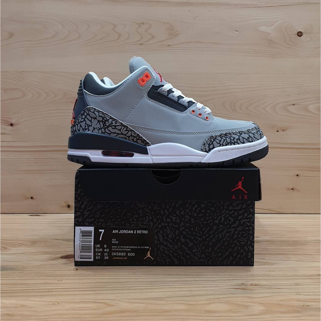 Jual Sepatu Nike Air Jordan Retro 3 Cool Grey Original Vietnam Bnib | Shopee Indonesia