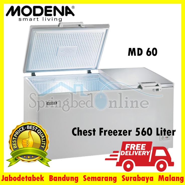 Jual MD 60 MODENA Chest Freezer / Lemari Pendingin / Freezer Box 560 LITER 2 PINTU Harga Pabrik