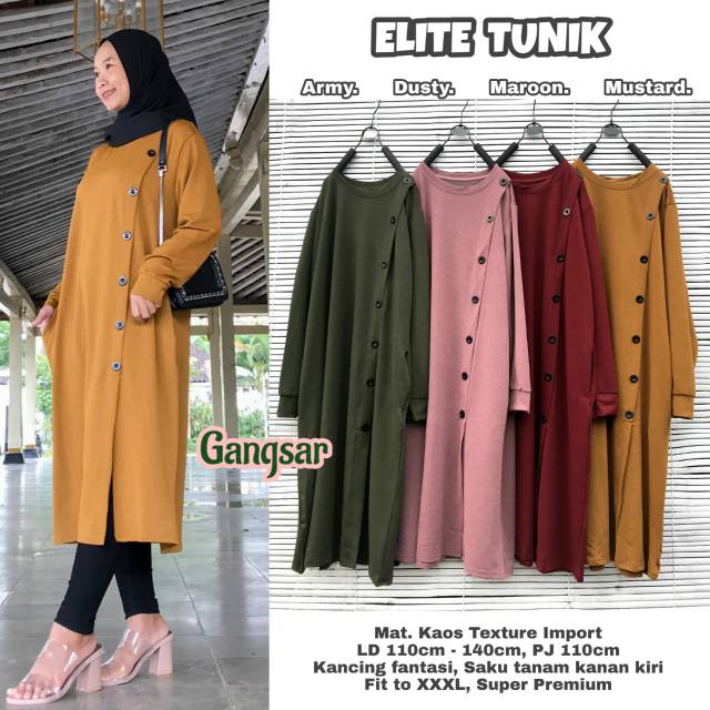 TUNIK PANJANG JUMBO UP XXXL ELITE KEKINIAN BAHAN ADEM