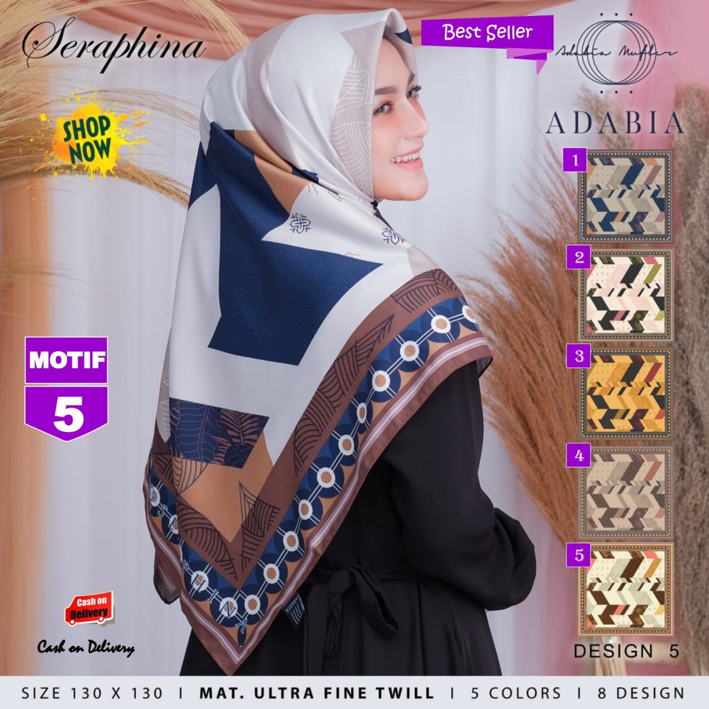 Jilbab Segi Empat Big Size Seraphina Jumbo Syari Ultra Fine Twill Motif