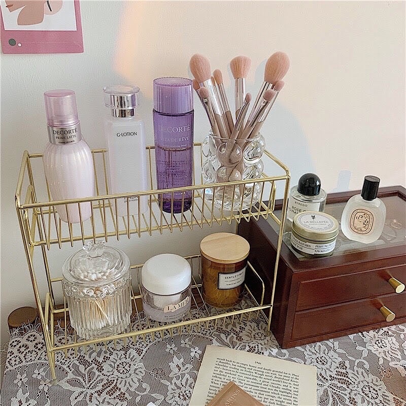 Jual gold vanity organizer / rak emas korea korean besi aesthetic