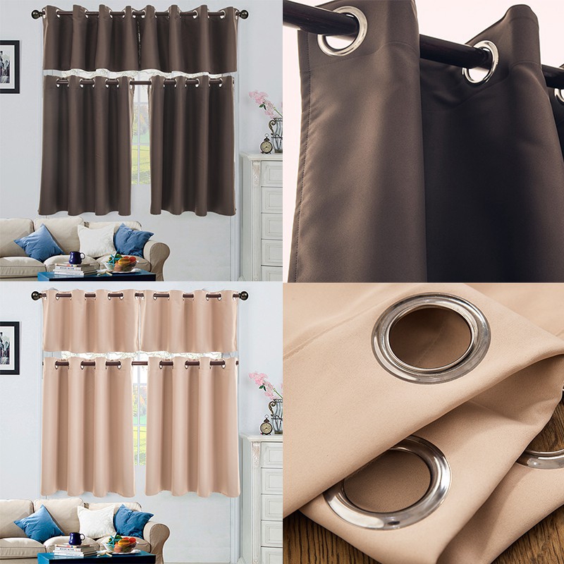 Tirai Horden Pendek Warna Kopi/Beige Ukuran 74x36/74x90/132x46Cm untuk