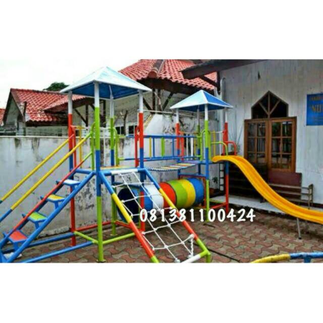 Jual Playground Rumah Outbond Mainan Tk Perosotan Fiber Terowongan Anak Mainan Outdoor Mainan Besi | Shopee Indonesia