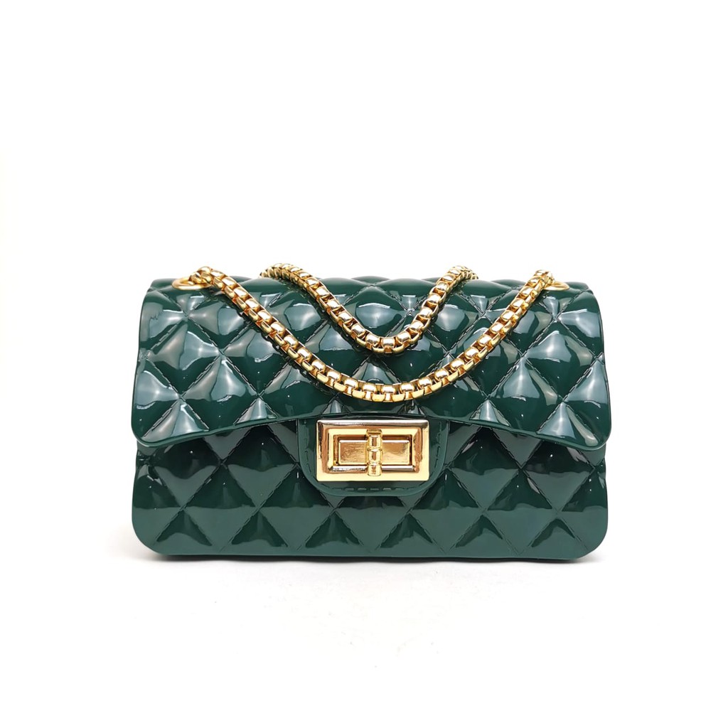 TAS LEVEL JELLY GLOSSY MINI CLASSIC FASHION WANITA BATAM IMPORT MURAH SELEMPANG SLINGBAG
