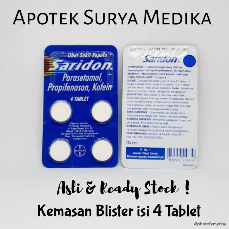 Jual Saridon Tablet.Kemasan Strip isi 4 tablet. Shopee Indonesia