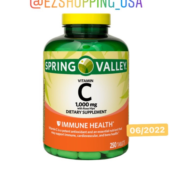 Vitamin C Vit C Spring Valley 1000Mg With Rose Hips 250 Tablets | Shopee Indonesia