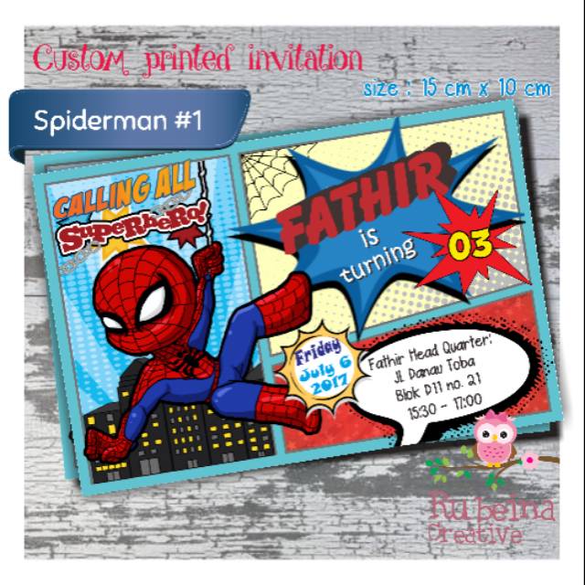 Undangan ulang tahun anak Spiderman Shopee Indonesia