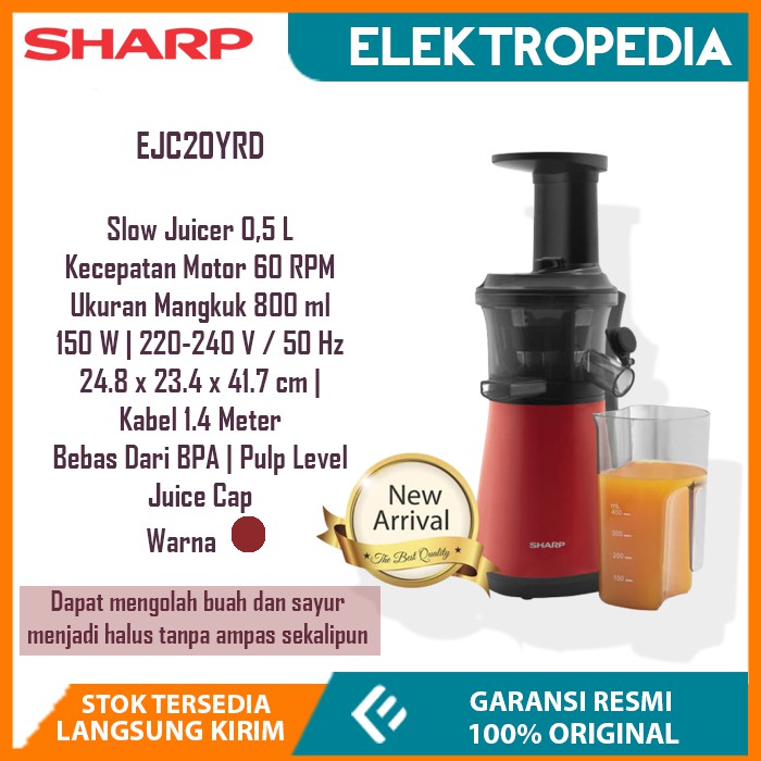 Jual Sharp Slow Juicer 0.8 Liter 150 Watt EJC20YRD Shopee Indonesia