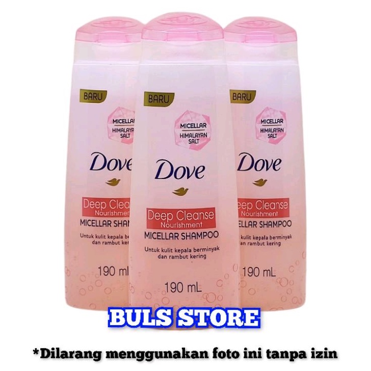 Jual Dove Micellar Shampoo Deep Cleanse/Hair Boost Nourishment 190ml/Hijab Natural Habbatus