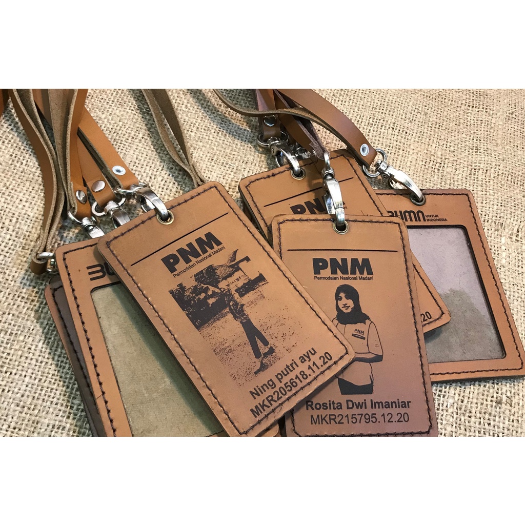 Jual Gantungan ID Card Kulit ID Card Holder Kulit Name Tag Kulit Name