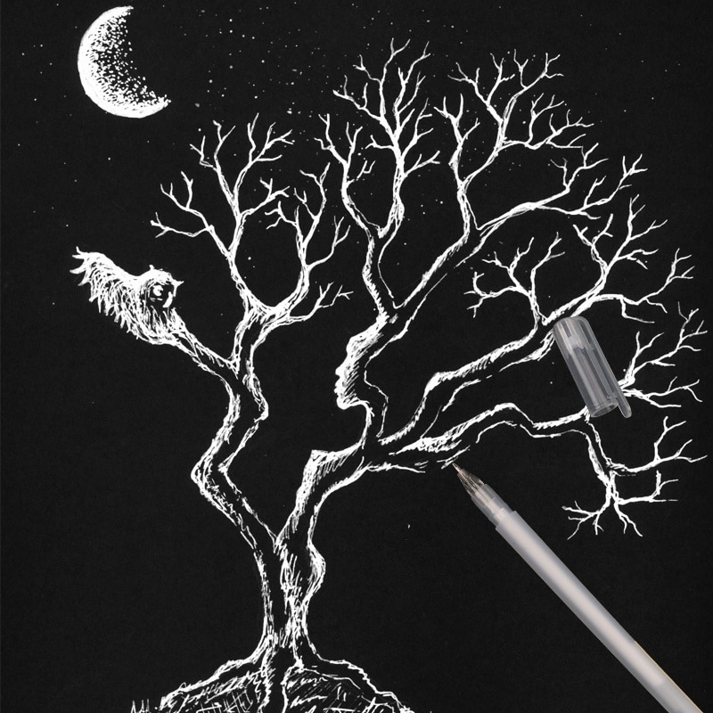 Jual 0.6Mm-Premium White Gel Pen Set Fine Tip Sketching Pens For Artists  Black Papers Drawing Design Indonesia|Shopee Indonesia