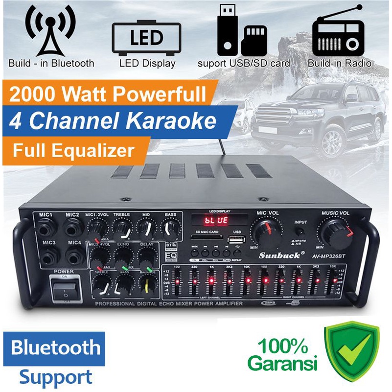 Jual Ampli Karaoke Masjid Full Equalizer Bluetooth Amplifier Stereo