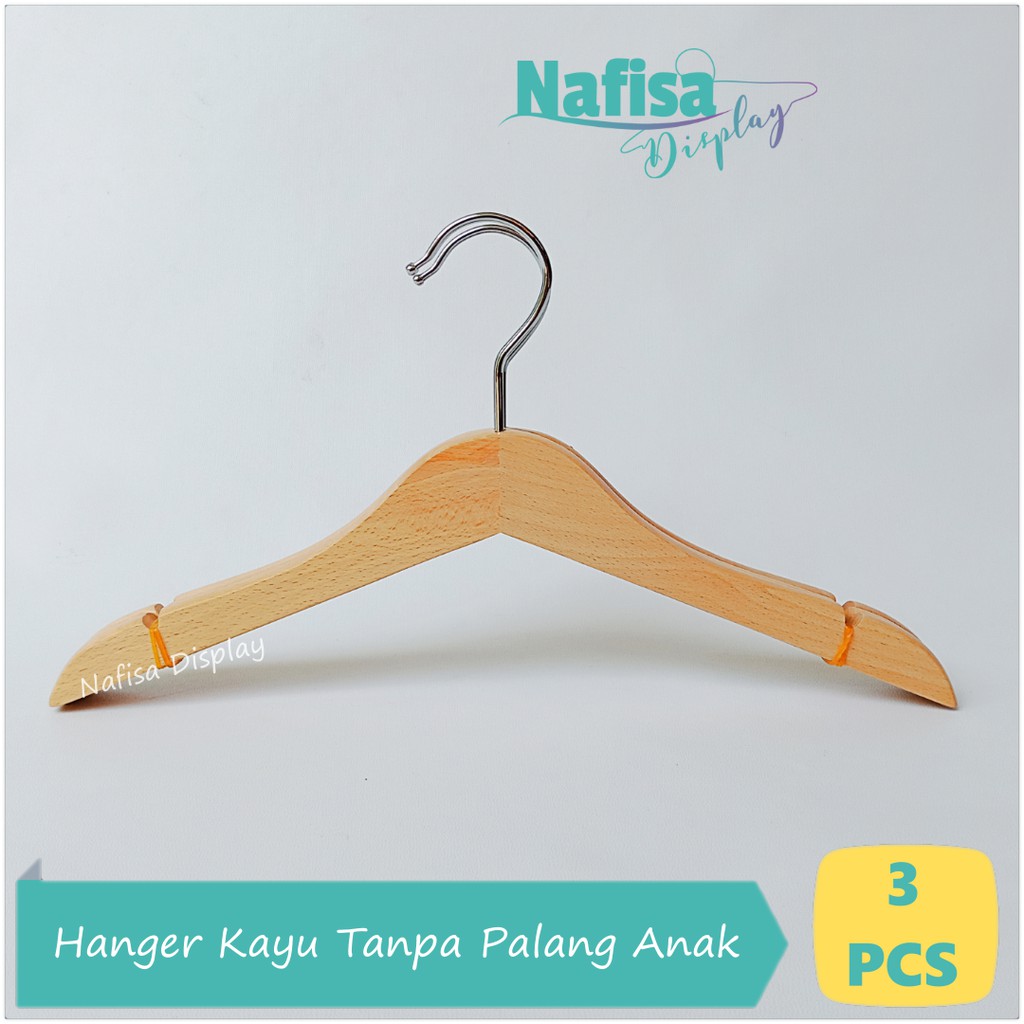 Gantungan Baju Kayu Anak Tanpa Palang Hanger Display Pakaian Shopee
